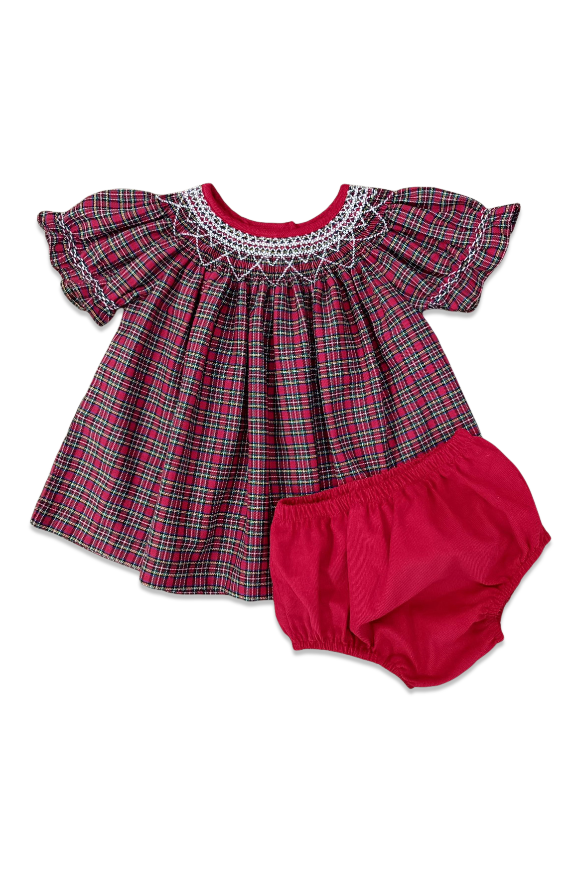 Smocked Bishop Heirloom Set - Holiday Plaid