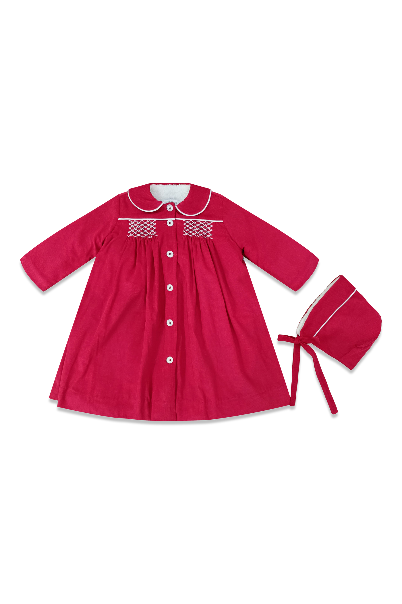 Smocked Coat - Red Corduroy