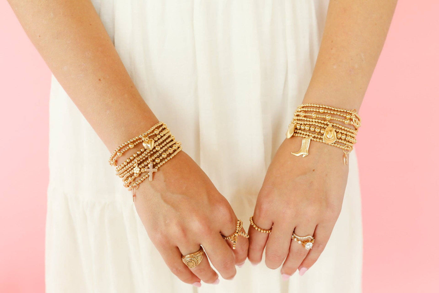 Gold Cross Charm Bracelet 6.75"