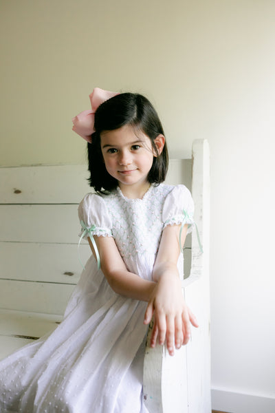 White Heirloom Mint/Pink Smock Dress