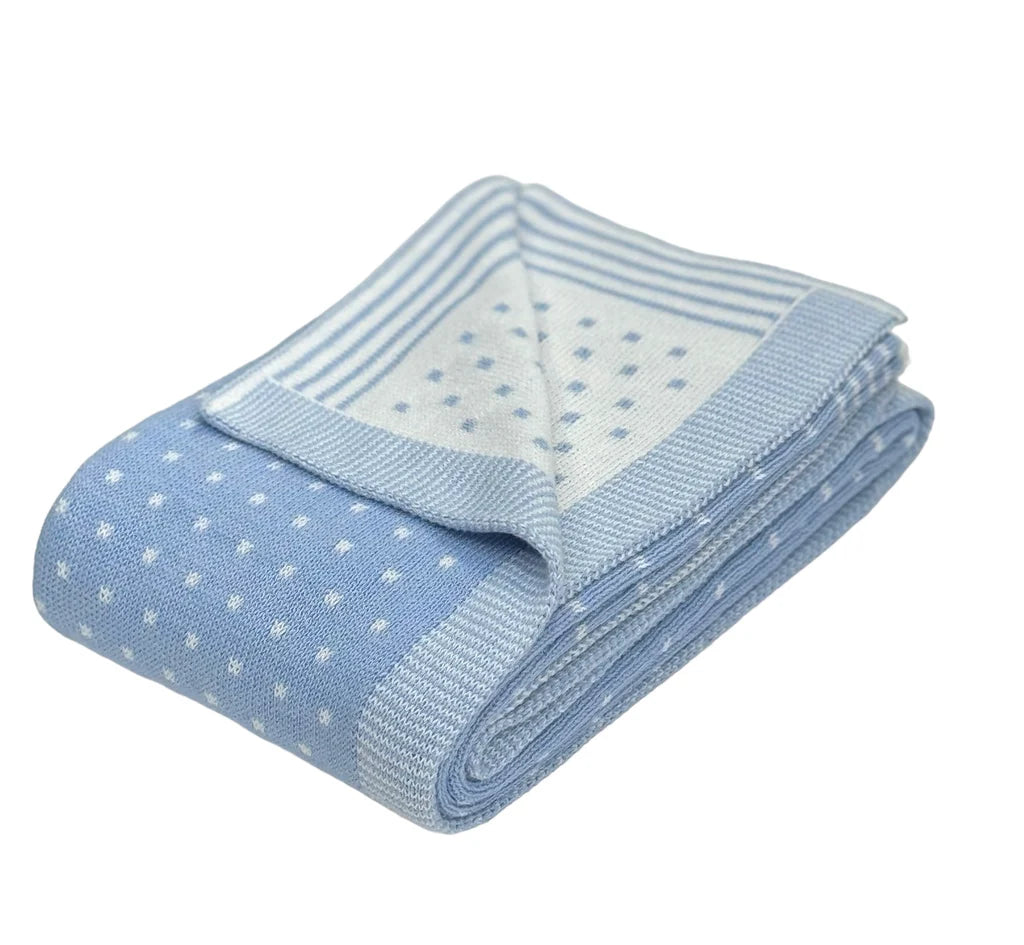 Pin Dot Blanket - Blue/White 28x36