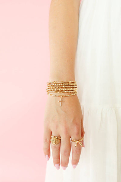 Gold Cross Charm Bracelet 6.75"