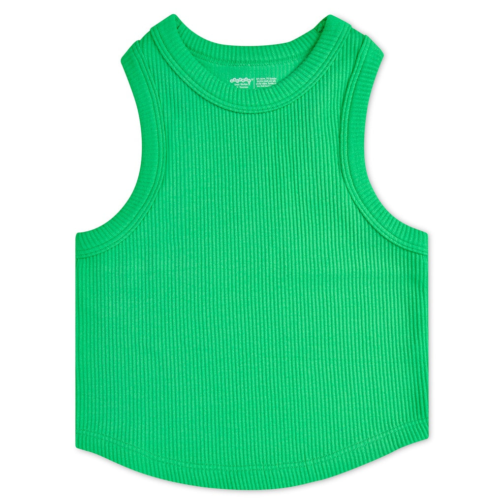 F24 iScream Glam Green Cropped Ribbed Racerback Tank