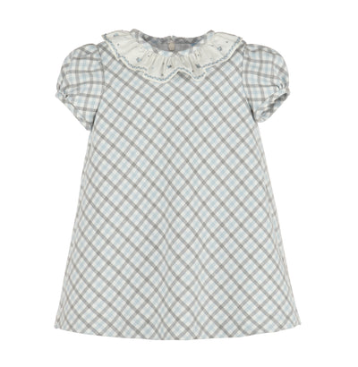 Luli & Me Gingham Check Embroidered Dress