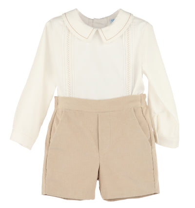 Cozy Corduroy Boy Set - Beige