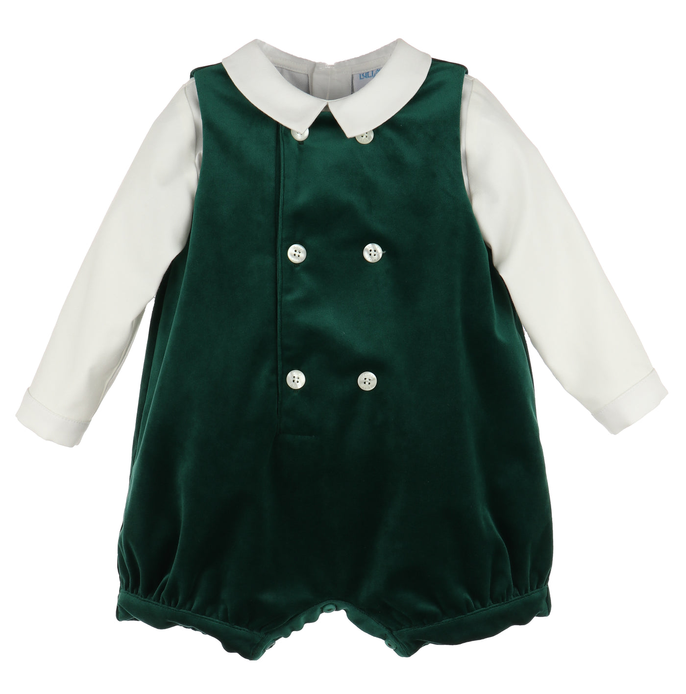 Deluxe Green Velvet Boy Romper