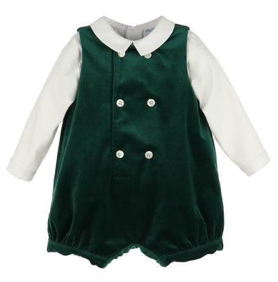 Deluxe Green Velvet Boy Romper