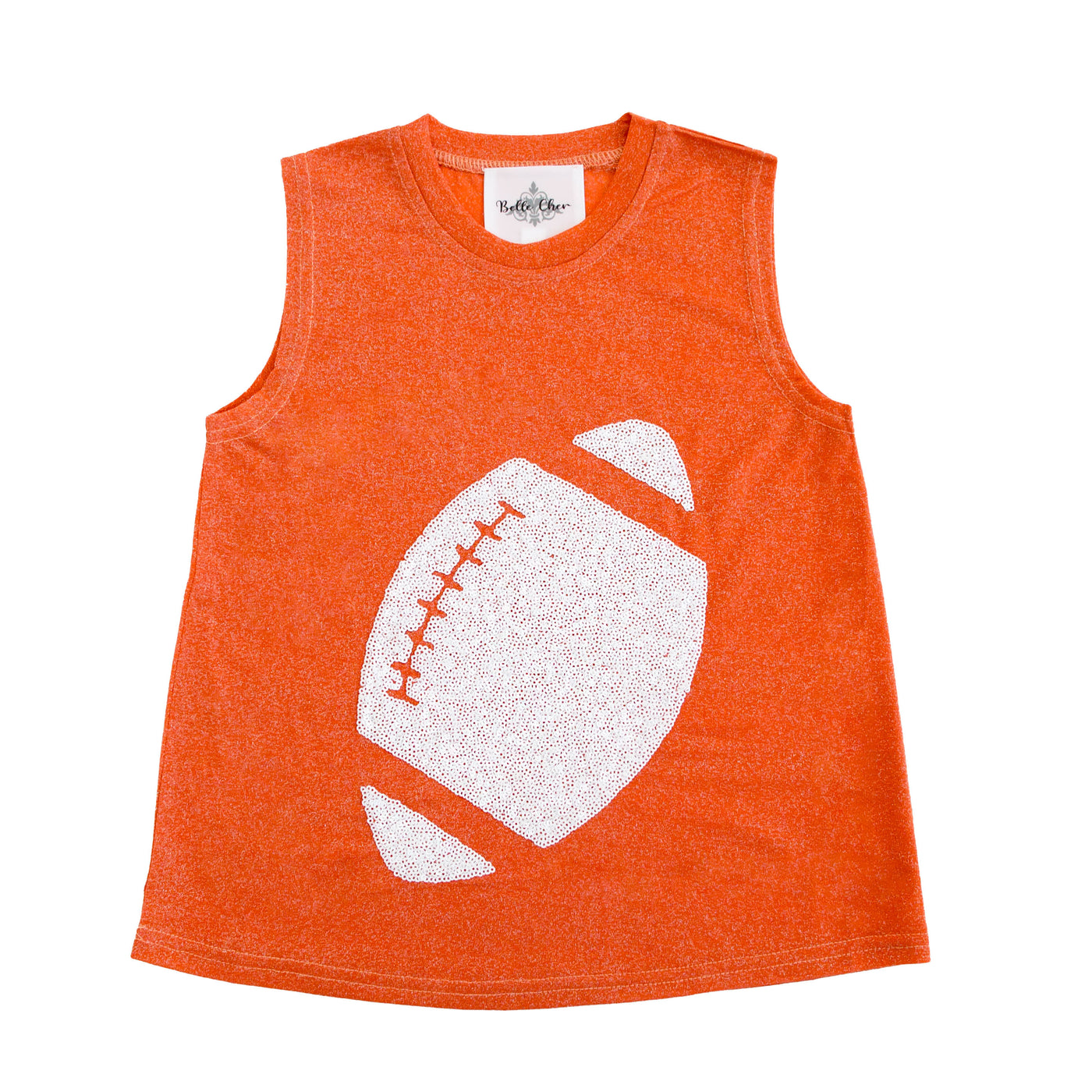 White Football Orange Glitter Tank