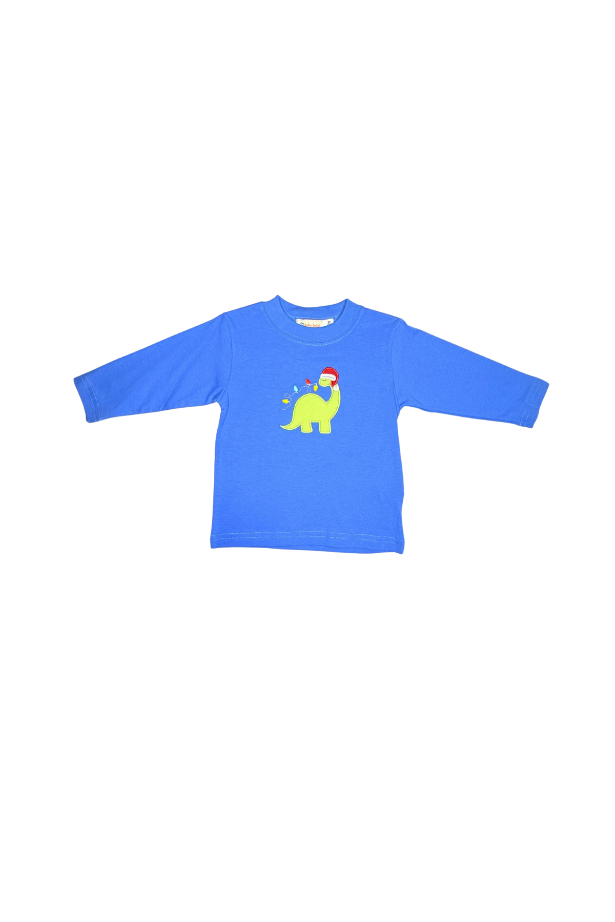 Blue L/S T-Shirt - Brontosaurus Xmas Lights