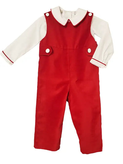 Marco & Lizzy Red Velvet Overall Set