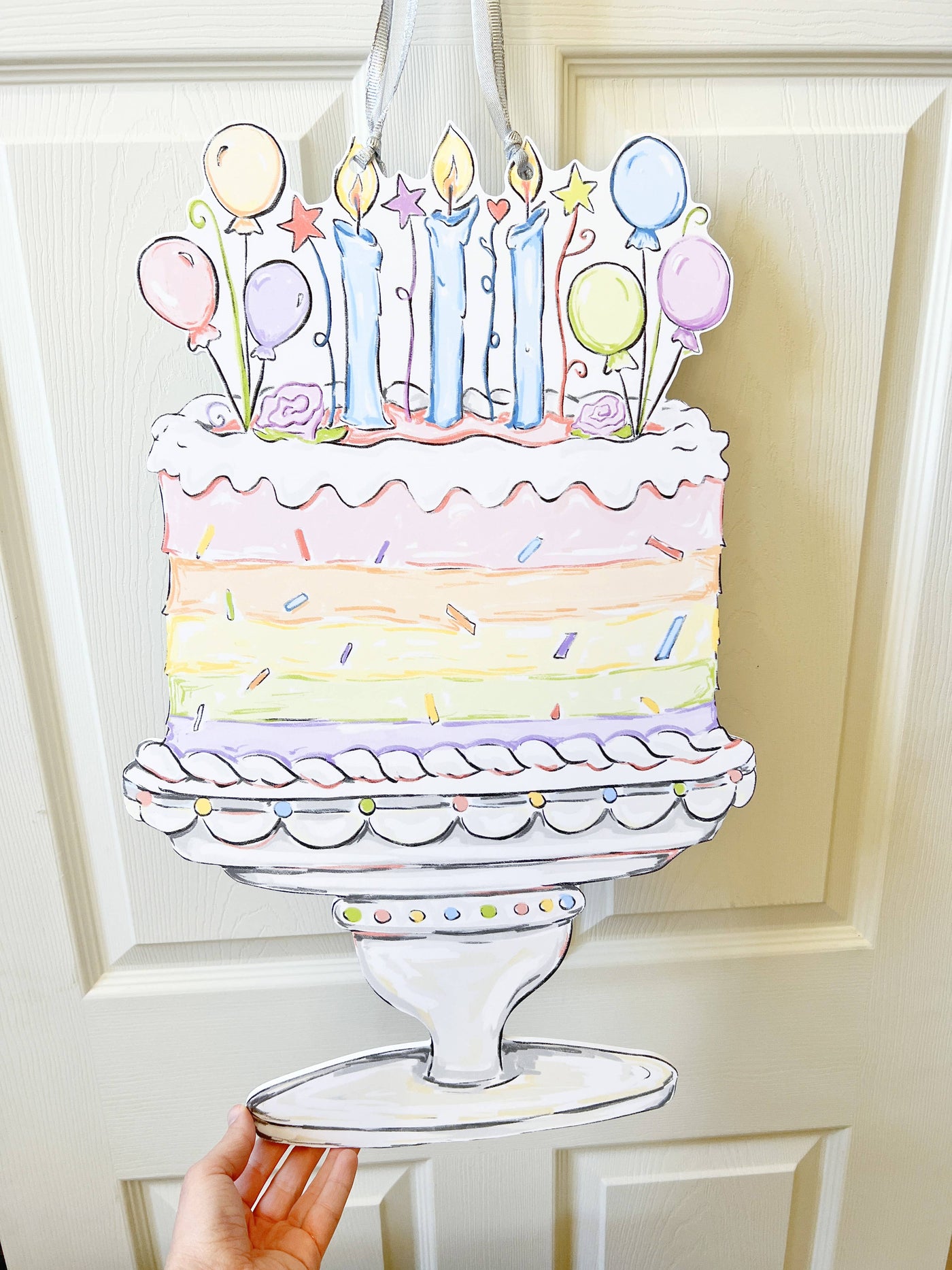 Pastel Birthday Cake Door Hanger