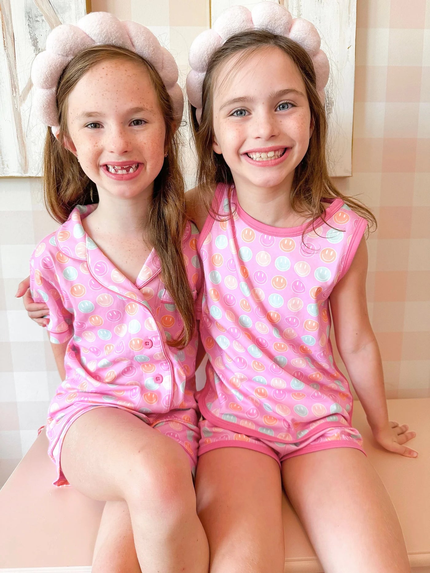 Pima Tank Lounge Set - Pink Smiley Face