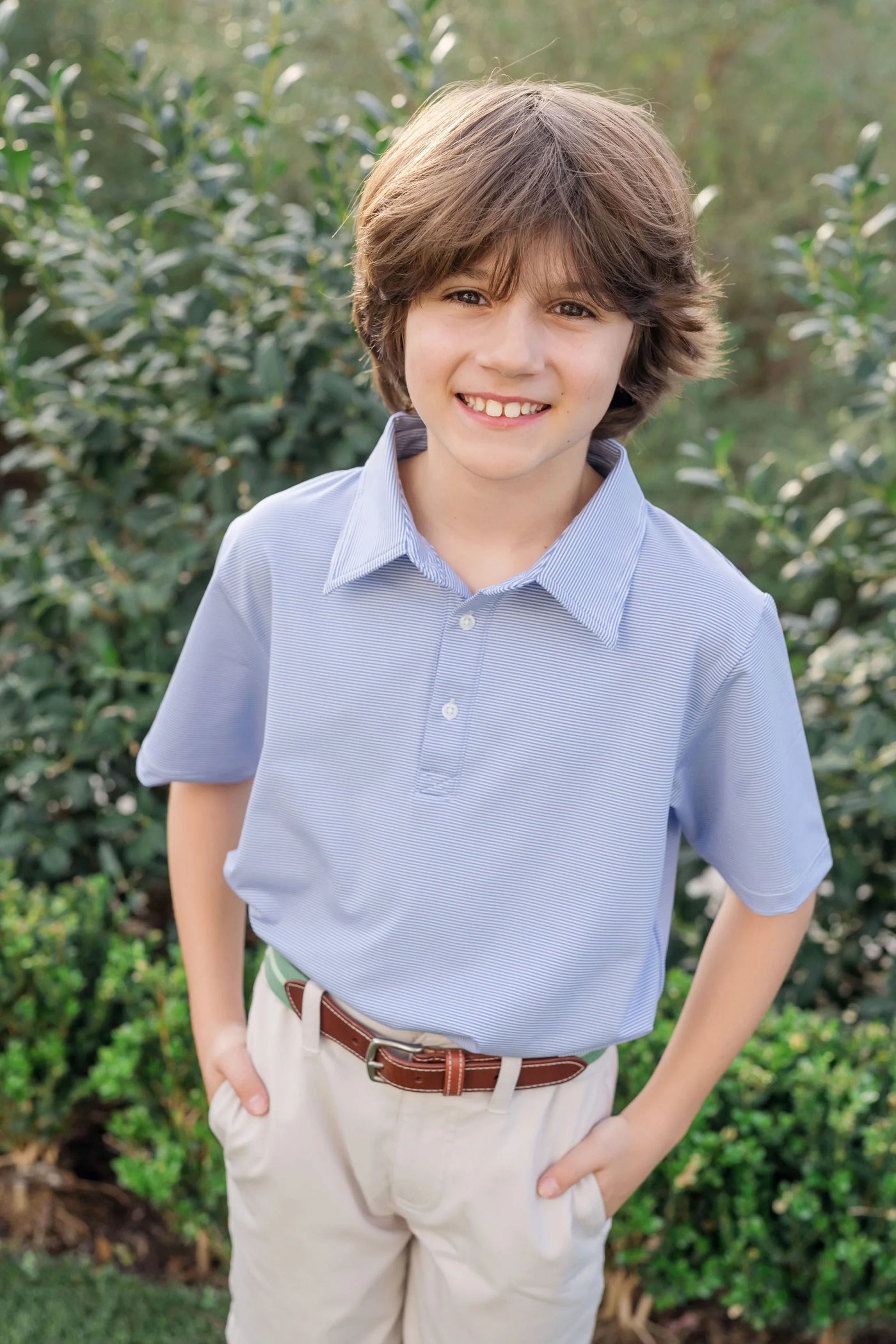 Will Boys' Performance Polo - Blue Stripes
