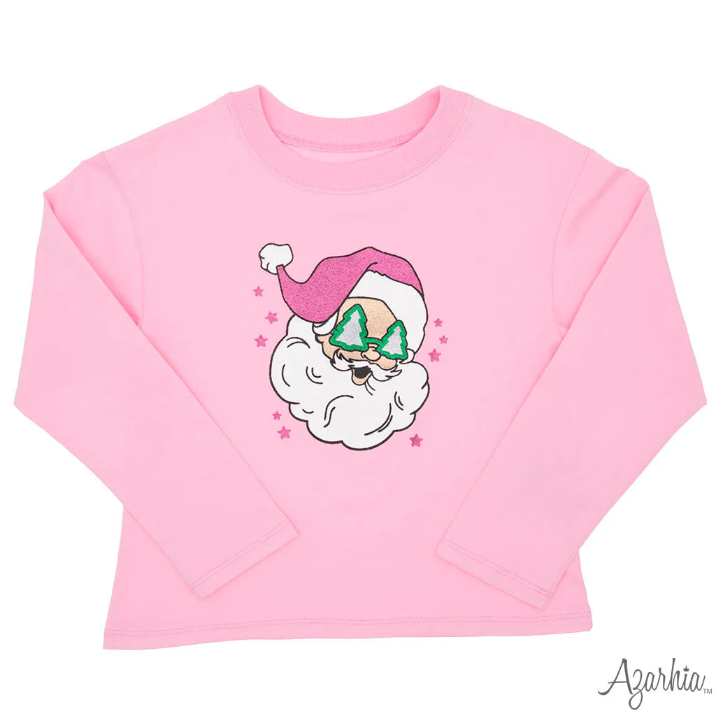 Pink L/S Shirt - Glitter Santa