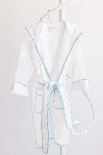 Terry Tots Blue Gingham Trim Bathrobe