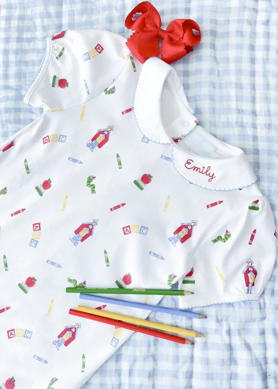 Printed Peter Pan Dress  -  School Days