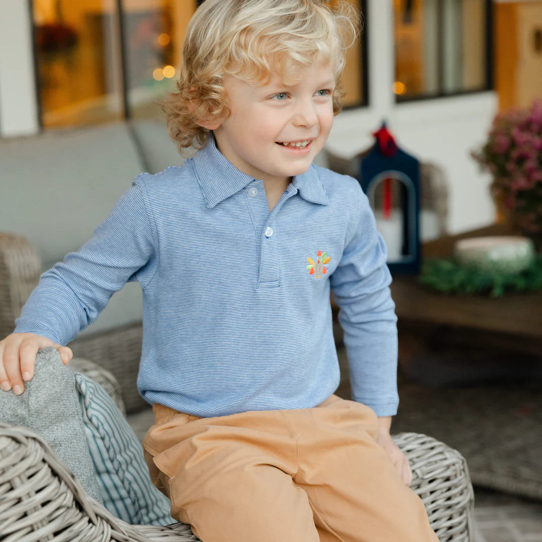 Royal Blue Microstripe Polo - Turkey EMB