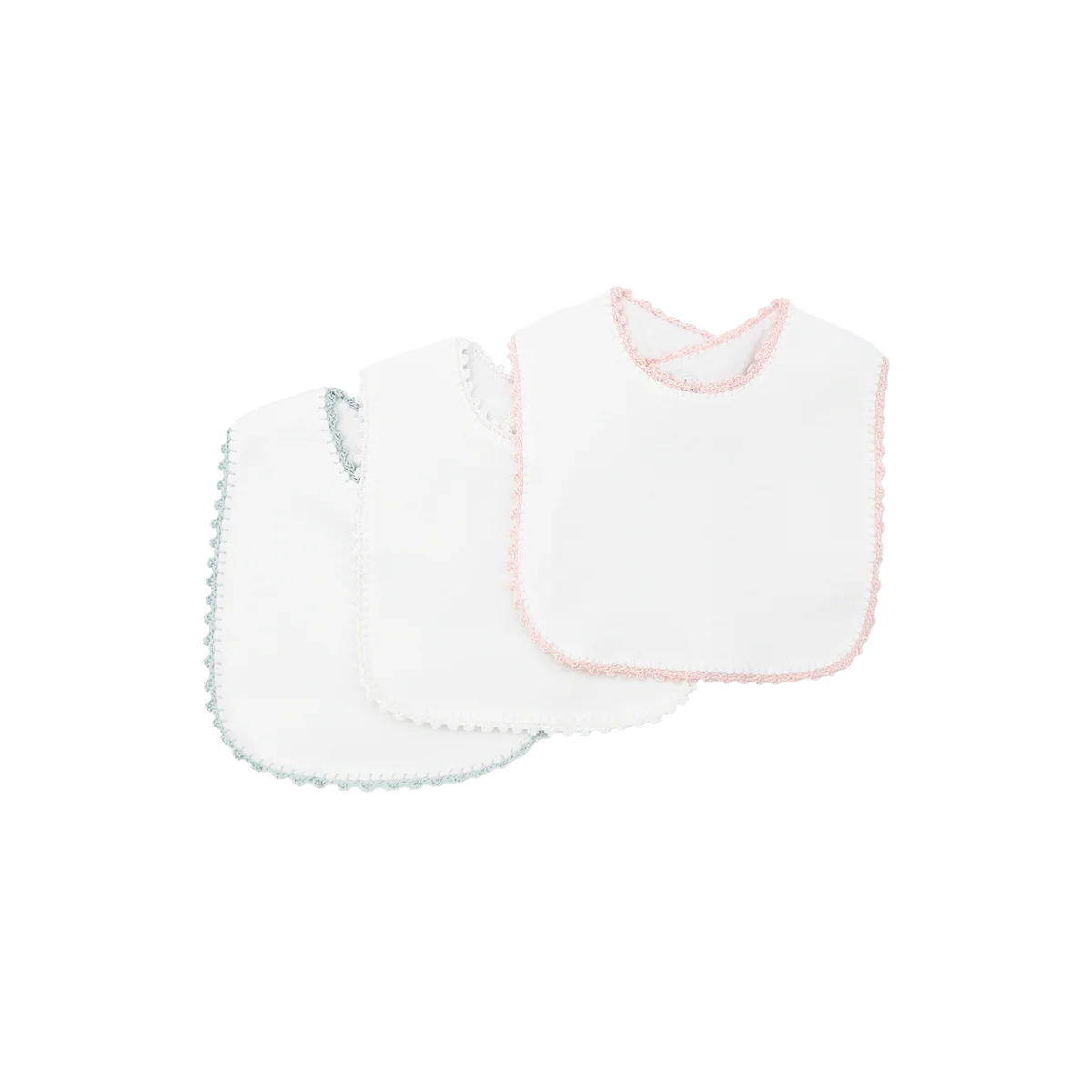 Pixie Lily Bib - White Crochet Trim
