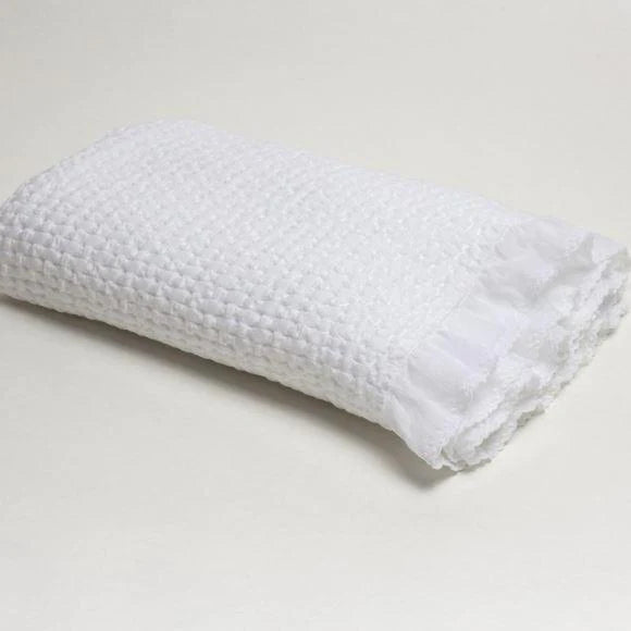 Stonewashed White Puckered Blanket Ruffle 28x38