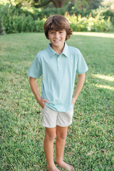 Will Boys' Performance Polo - Green Stripes