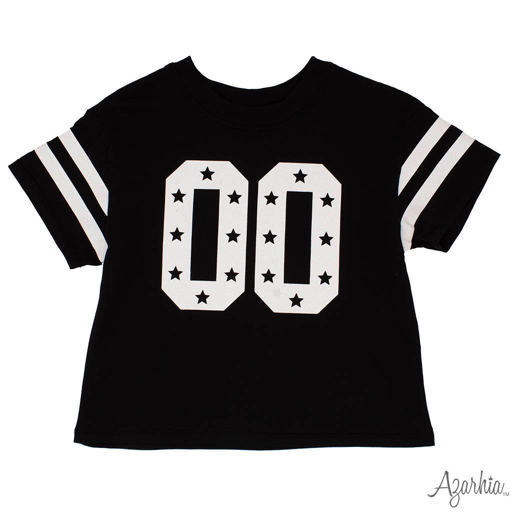 Black "00" Glitter Boxy Tee