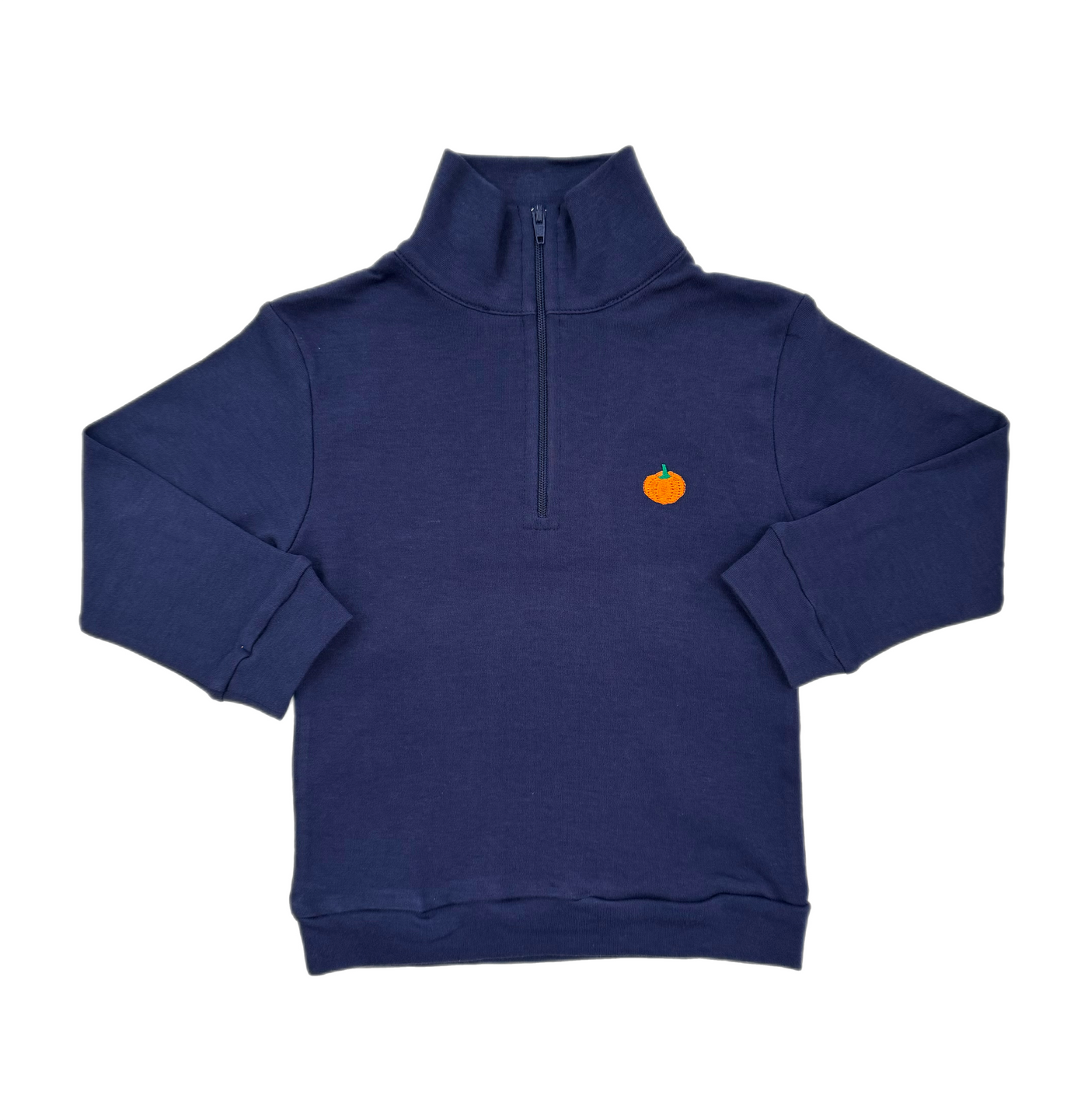 L/S 1/4 Zip Navy Embroidered Pumpkin