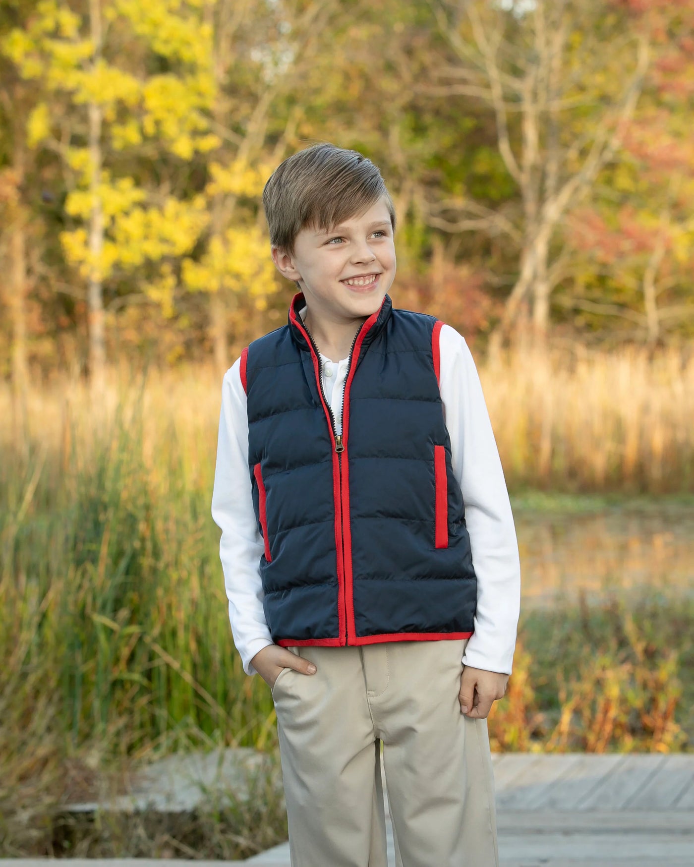 Yellow Lamb Delta Valley Vest Navy & Red