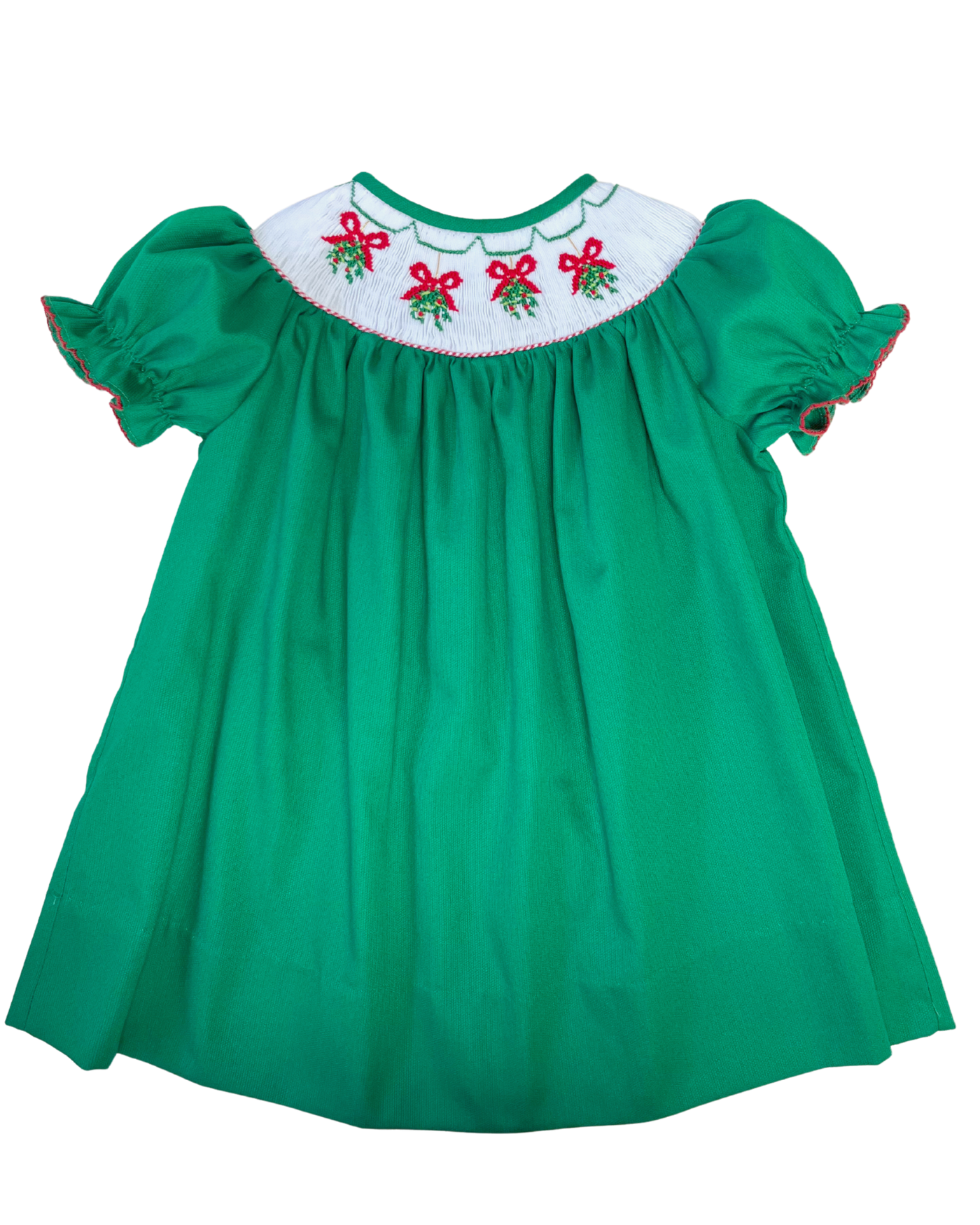 Lulu Bebe Emma Mistletoe Green Smock Bishop