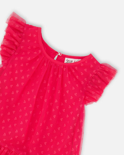 Heart Mesh Azalea Pink Jaquard Dress