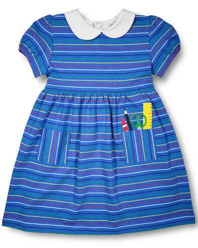 Blue Stripe Peter Pan Dress - School Supplies