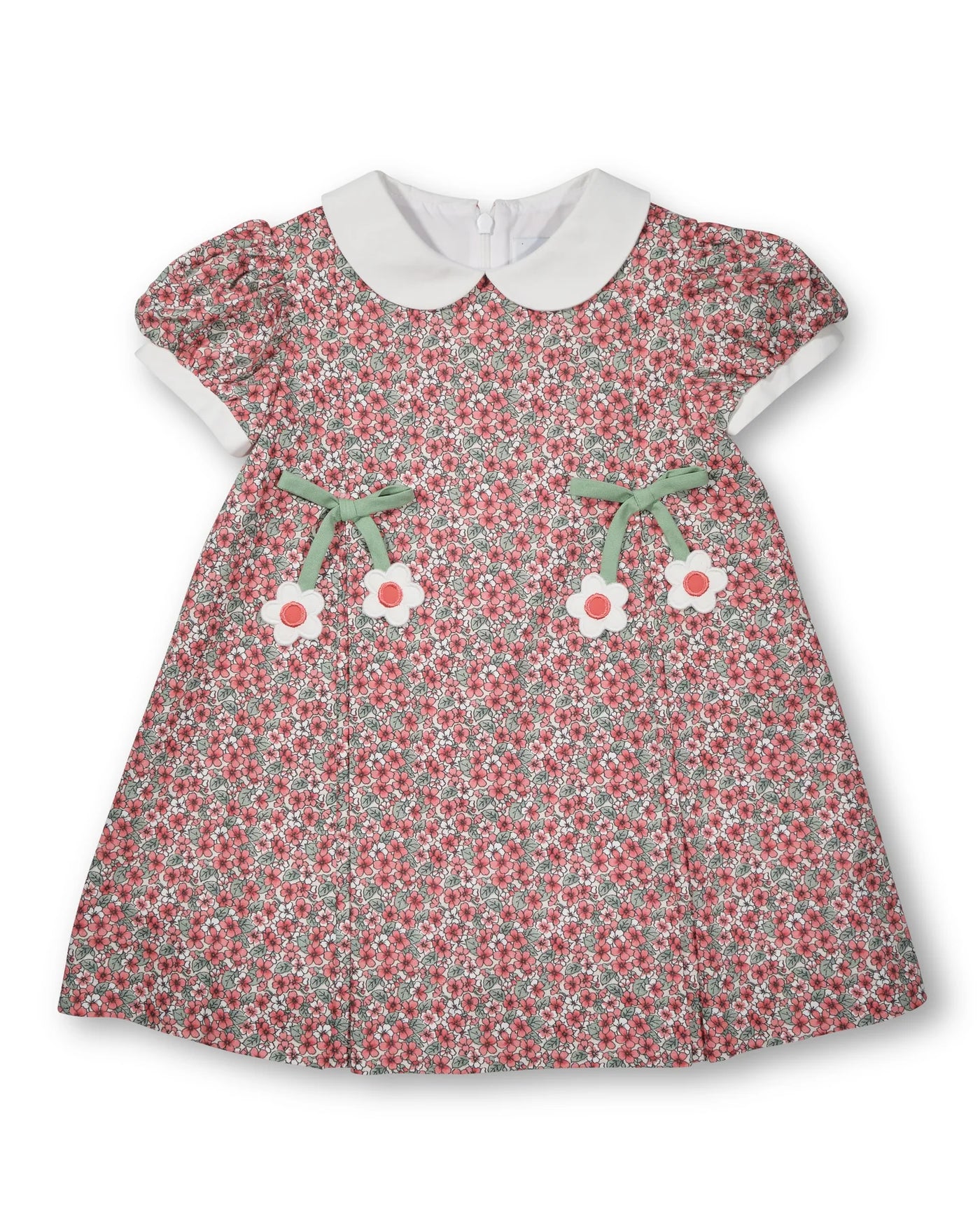 Pink Floral Peter Pan Dress w/ Flowers