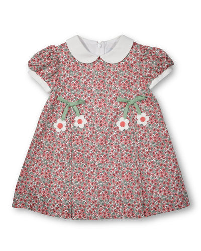 Pink Floral Peter Pan Dress w/ Flowers