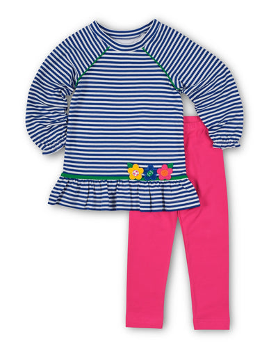 Blue Stripe Legging Set - Sport Ball Flowers