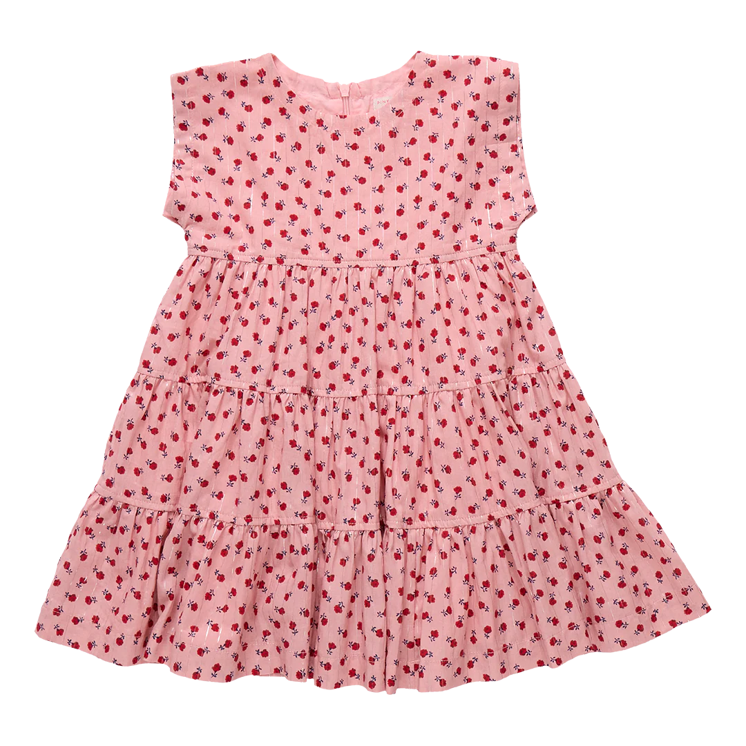 Peachy Dress - Pink Tiny Roses