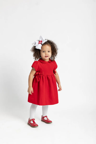 Florence Red Velvet Side Bow Dress