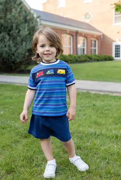 Blue Stripe Knit T-Shirt - Vehicles