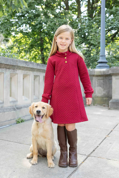 Red Quilted Dress w/ Buttons