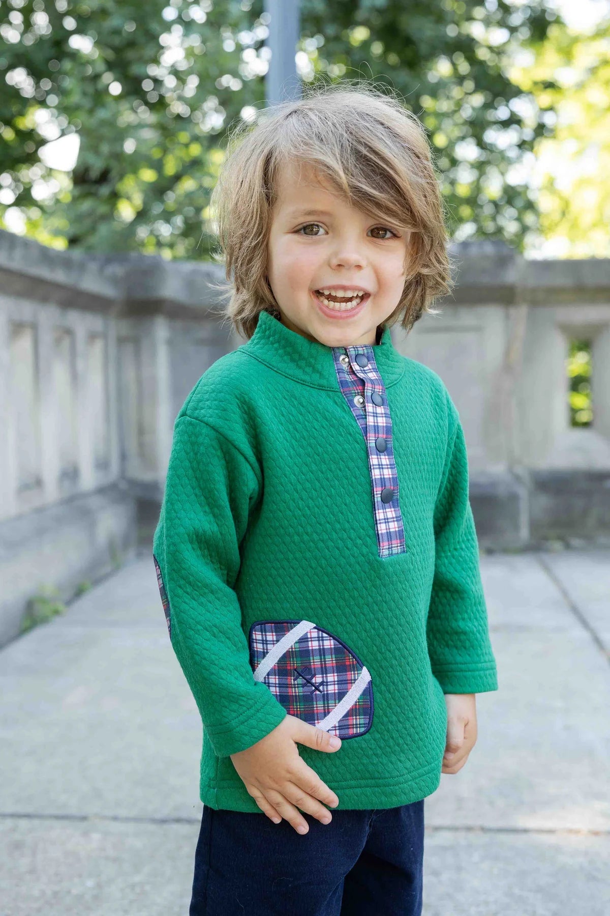Green Jaquard Pullover w/ Football