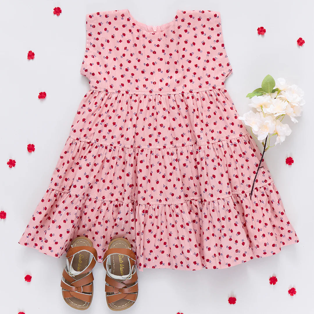 Peachy Dress - Pink Tiny Roses