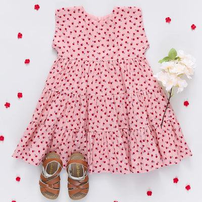 Peachy Dress - Pink Tiny Roses