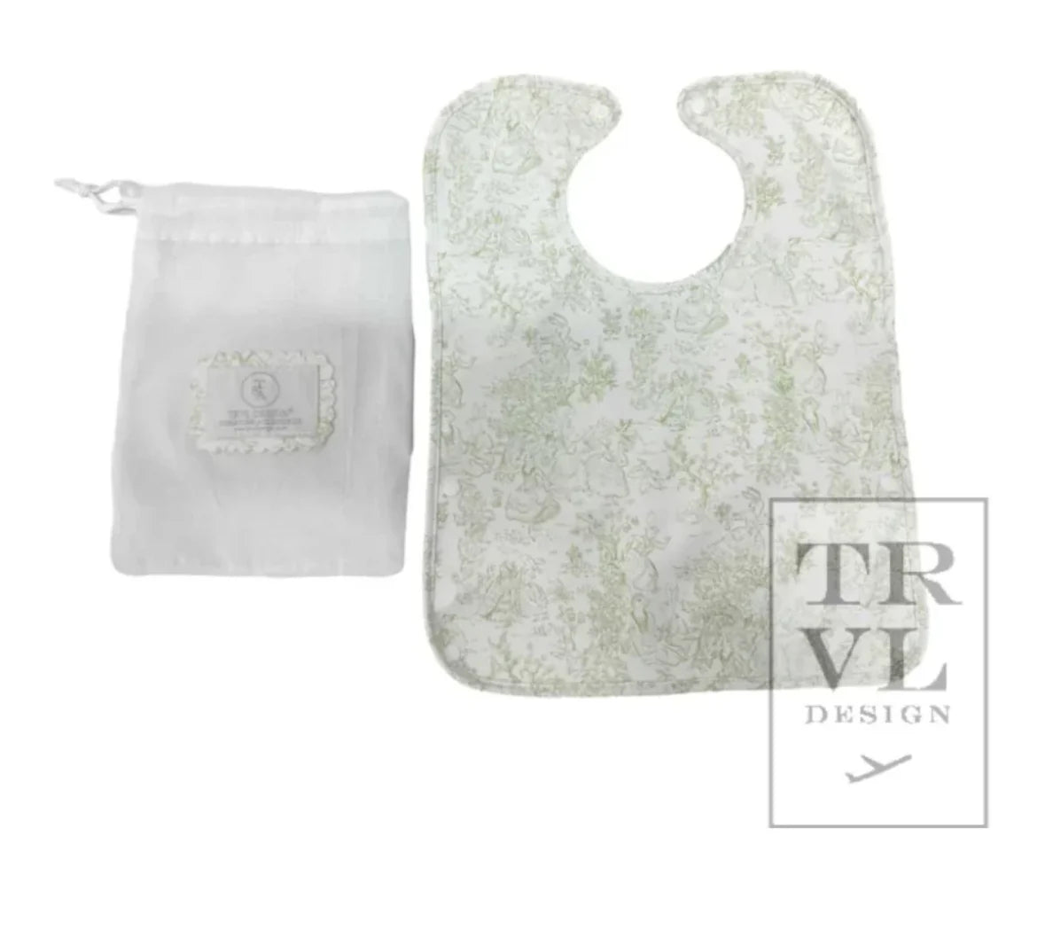 TRVL Bunny Toile Green Bib