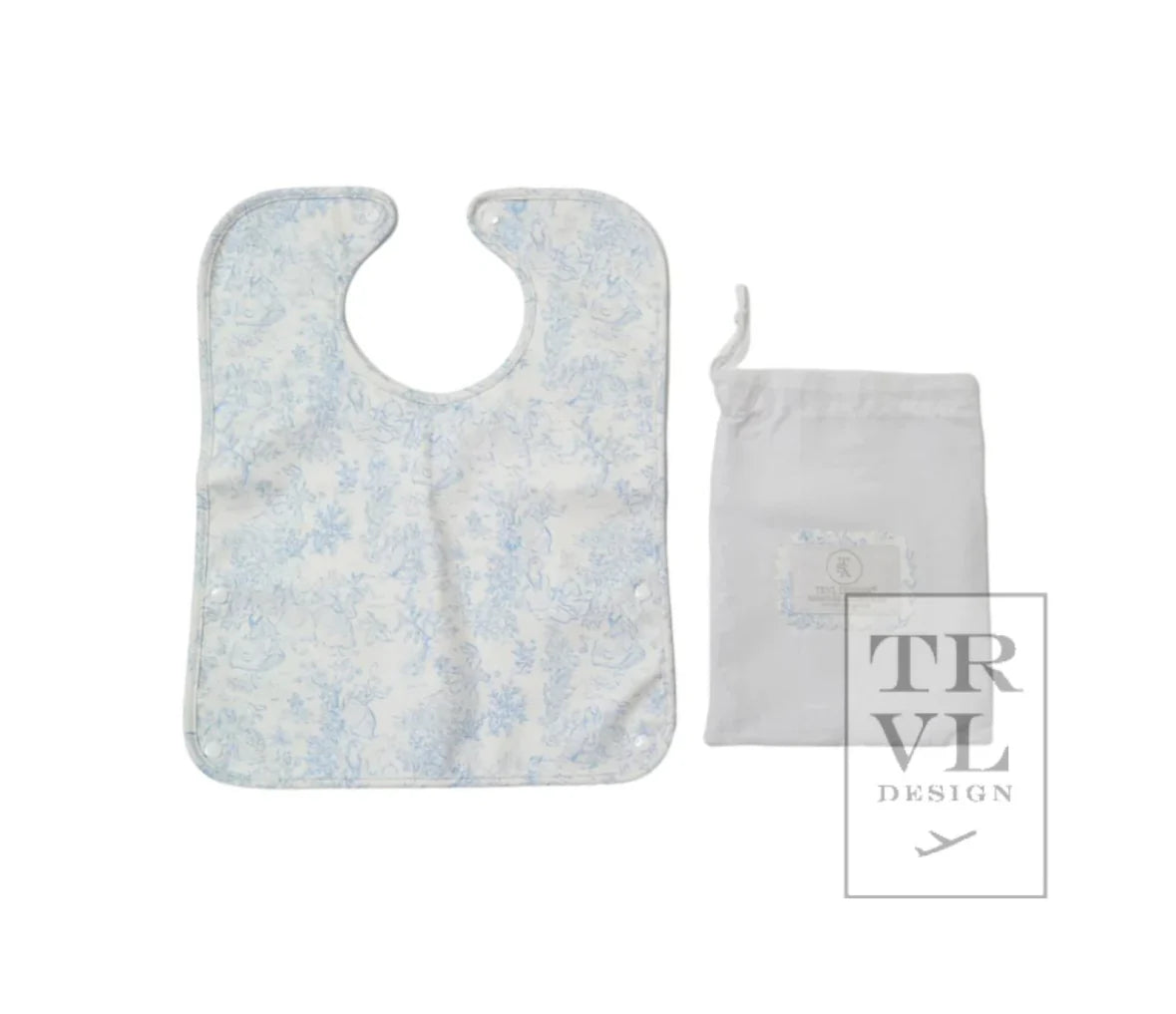 TRVL Bunny Toile Blue Bib