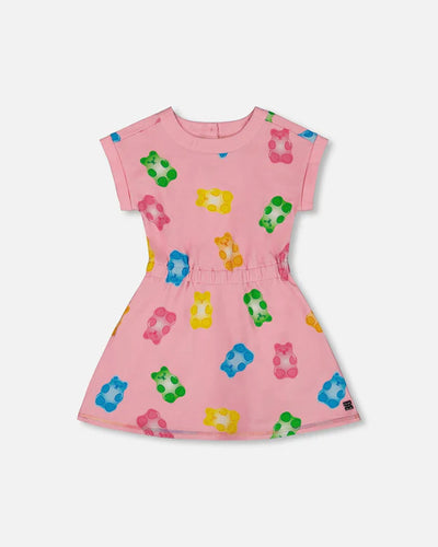 Deux Printed Multi Bears Terry Dress