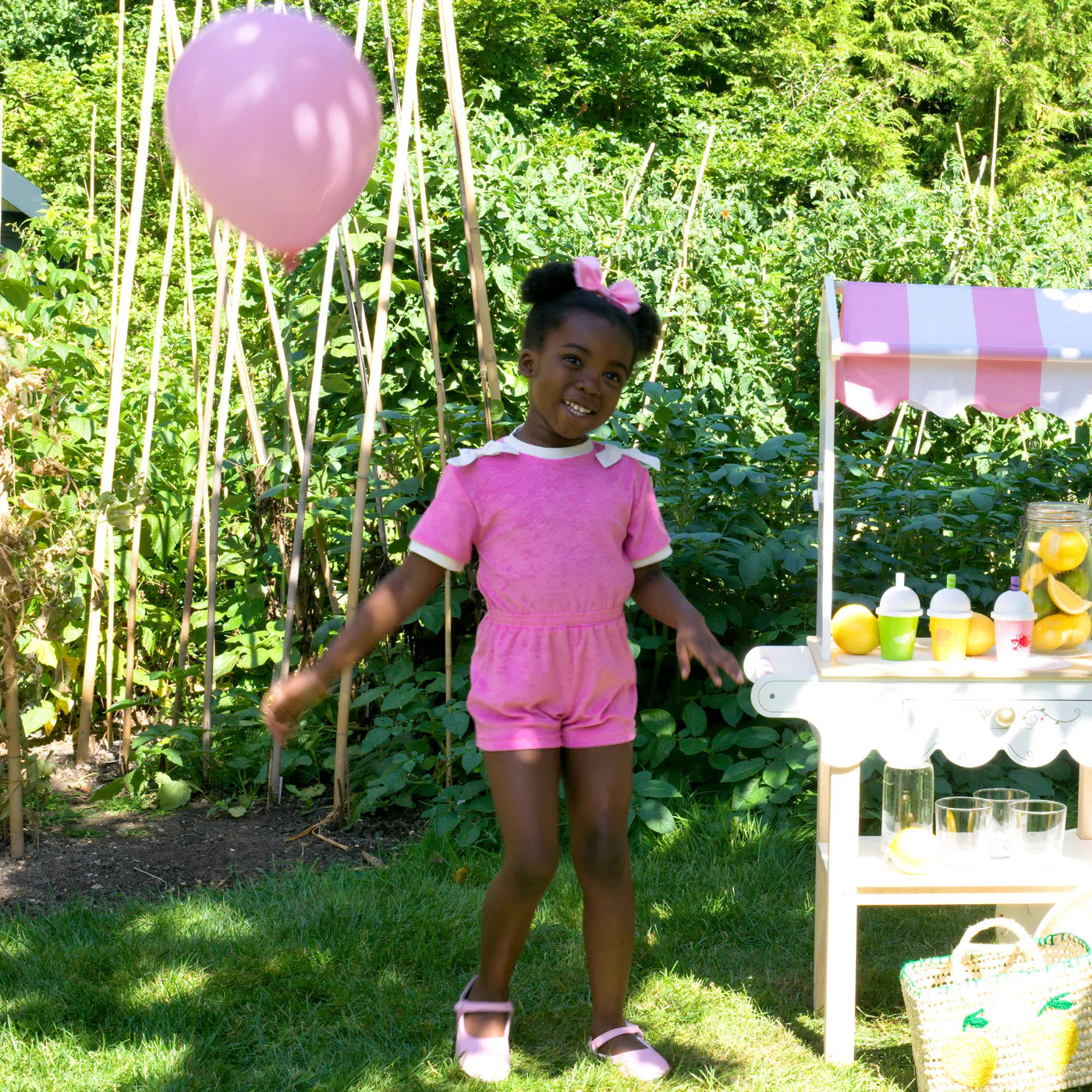 Rachel Riley Pink Bow Towelling Playsuit