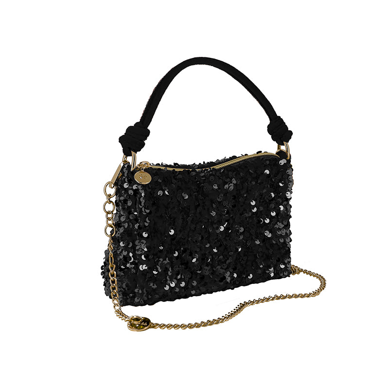 Velvet Sequin Bag - Black
