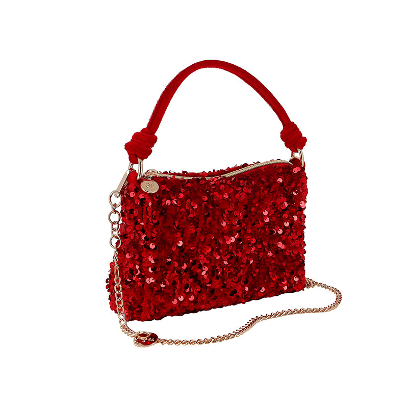 Velvet Sequin Bag - Red