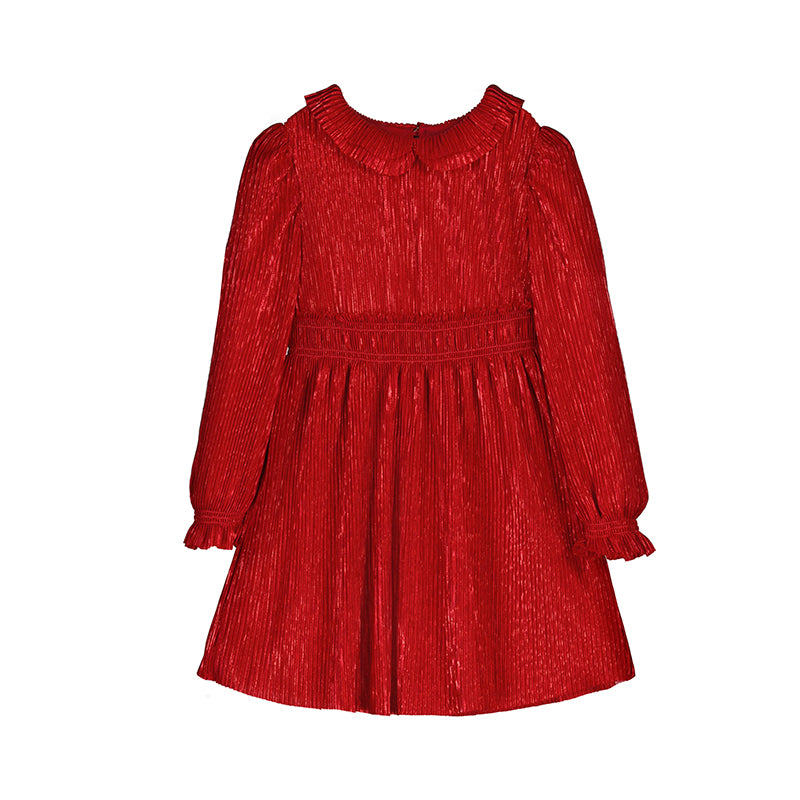Pleated Knit Dress - Red