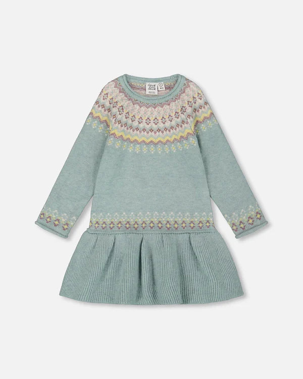 Knitted Jacquard Dress - Jadeite