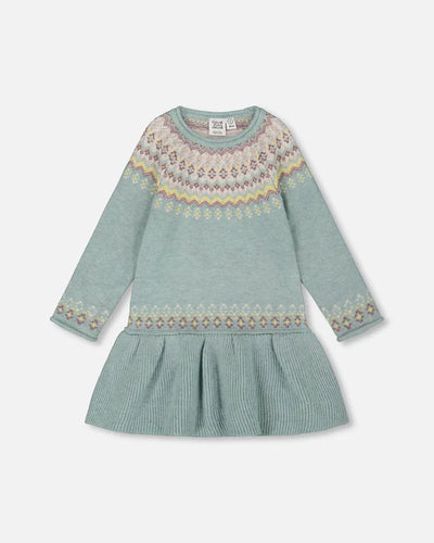 Knitted Jacquard Dress - Jadeite