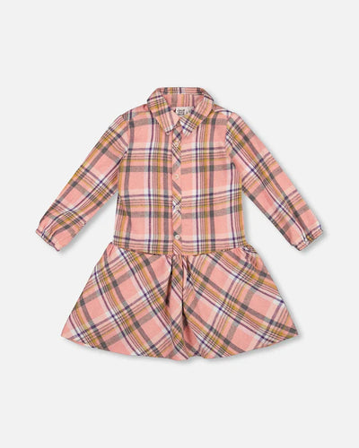 Pink Plaid Shirt Dress w/ Frill